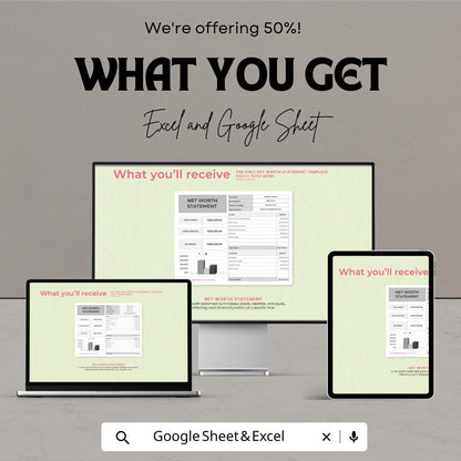 Net Worth Statement Template | Excel and Google Sheets | Personal Finance Tracker, Asset & Liability Calculator, Budget Planner