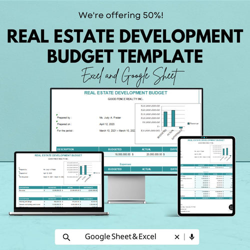 Real Estate Development Budget Template | Excel & Google Sheets | Property Development Budget Planner | Investment Cost Tracker