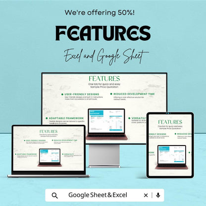 Sample Price Quotation Template | Excel & Google Sheets | Business Quote Sheet | Price Estimate Form | Editable Invoice Format