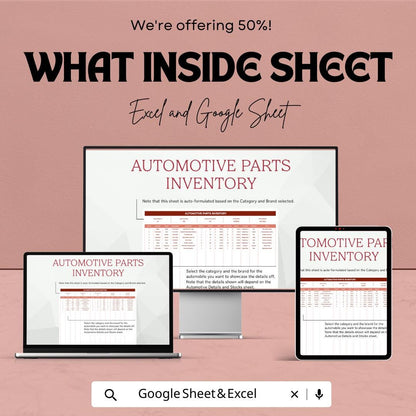 Automotive Parts Inventory Template | Auto Parts Stock Tracker | Car Parts Inventory Spreadsheet | Excel & Google Sheets