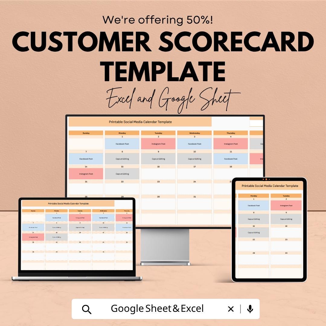 Social Media Content Calendar Template | Social Media Planner Spreadsheet | Content Scheduling Sheet | Marketing Planner