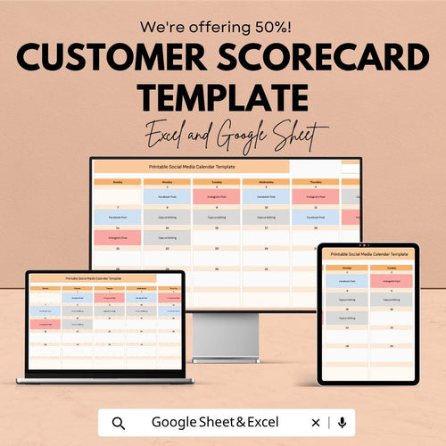 Social Media Content Calendar Template | Social Media Planner Spreadsheet | Content Scheduling Sheet | Marketing Planner