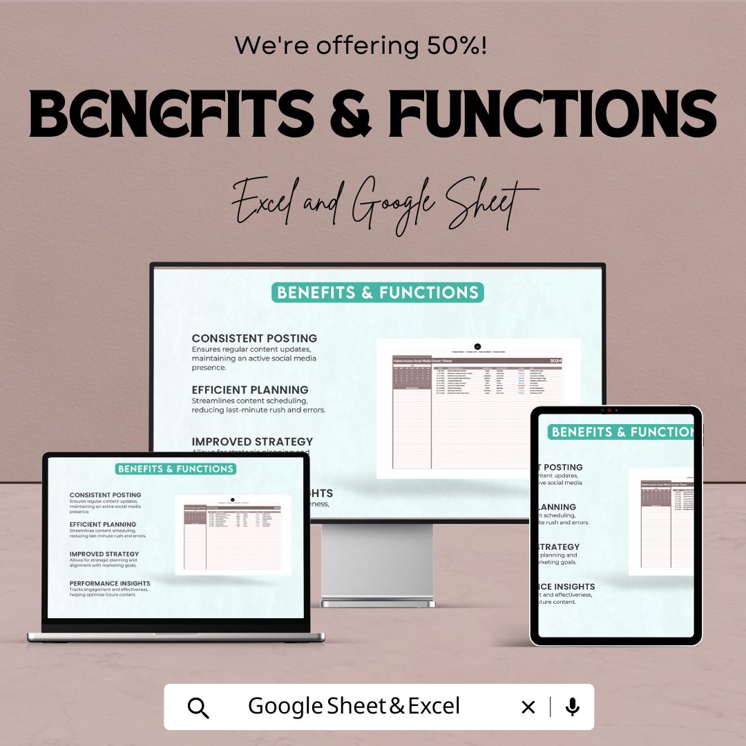 2024 Administration Social Media Content Planner | Excel & Google Sheet Template | Digital Marketing Calendar | Content Strategy Organizer