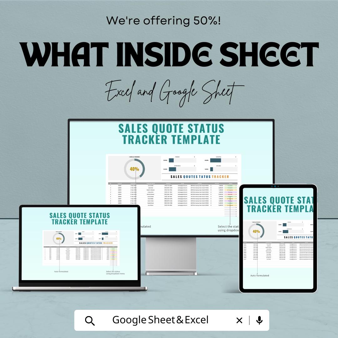 Sales Quote Status Tracker Template | Sales Tracker for Excel & Google Sheets | Quote Management Spreadsheet | CRM Quote Tracker