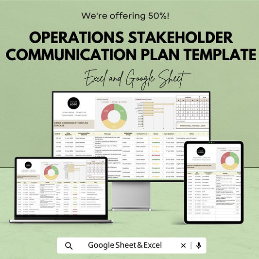 Operations Stakeholder Communication Plan Template | Project Communication Tracker | Excel & Google Sheets