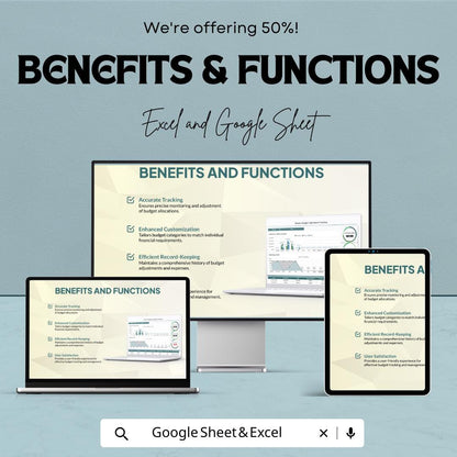 Finance Budget Adjustment Tracking Sheet | Excel & Google Sheet | Budget Management Template for Financial Tracking