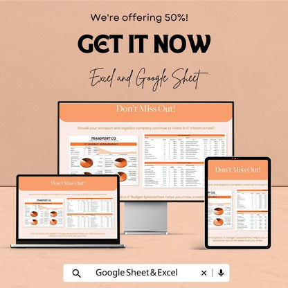 Transport and Logistics IT Budget Spreadsheet | Excel & Google Sheets | Logistics Cost Planner | Transportation IT Budget Template