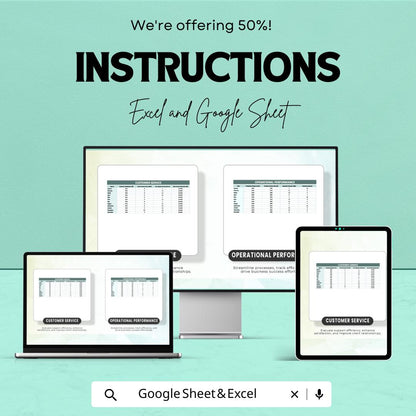 KPI Tracker Sheet | Google Sheets & Excel | Sales, Marketing and Operations Performance Tracking | Business Metrics Dashboard |