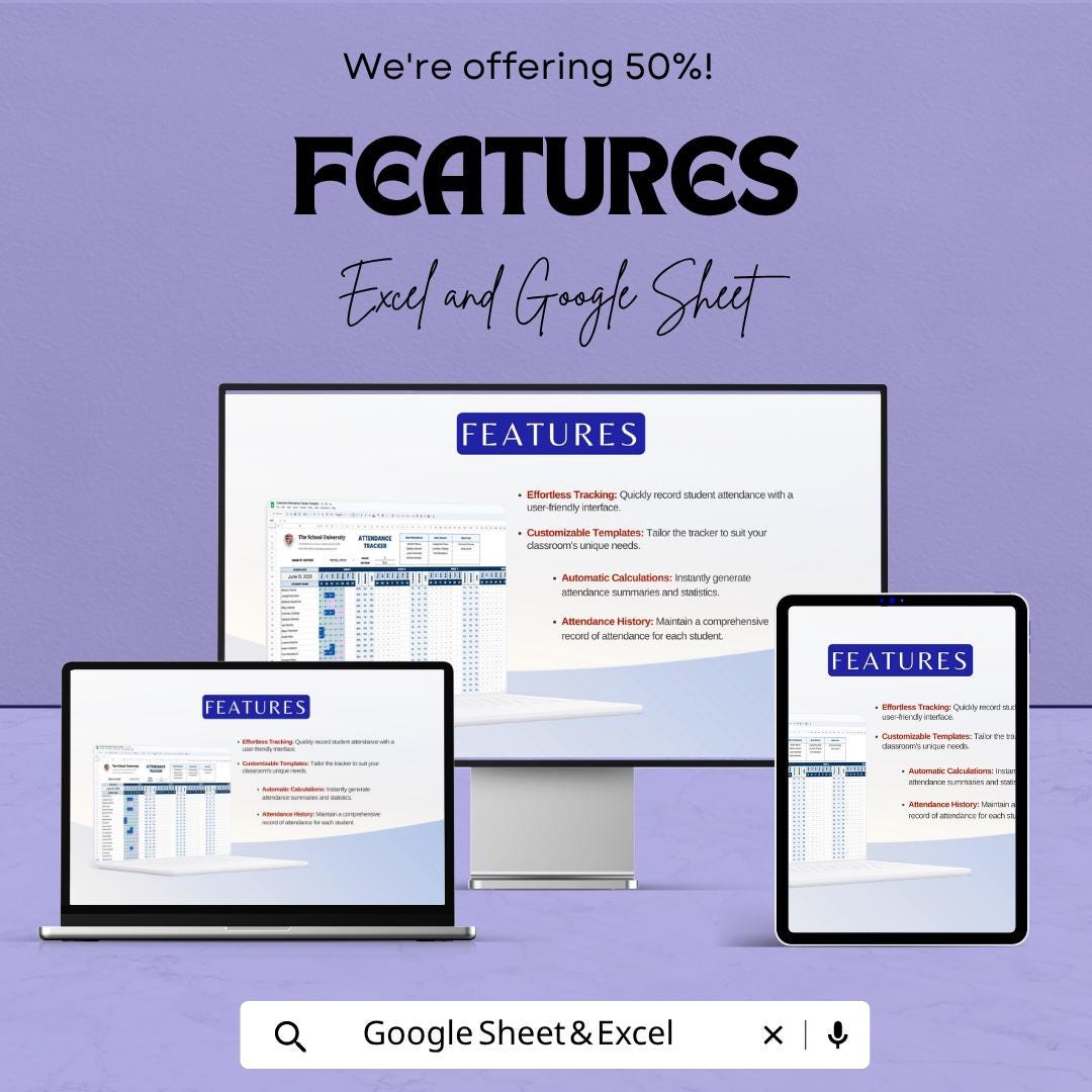Classroom Attendance Tracker Template | Student Attendance Sheet | Teacher Planner | School Attendance Register | Google Sheets & Excel |