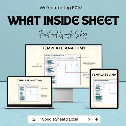 Sales Lead Conversion Rate Template | Excel & Google Sheets | Lead Tracking Spreadsheet | Sales Funnel Metrics | Conversion Tracker