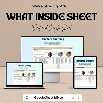 Home Security System Budget Template, Security Project Budget Planner, Installation Cost Tracker, Home Security Spreadsheet