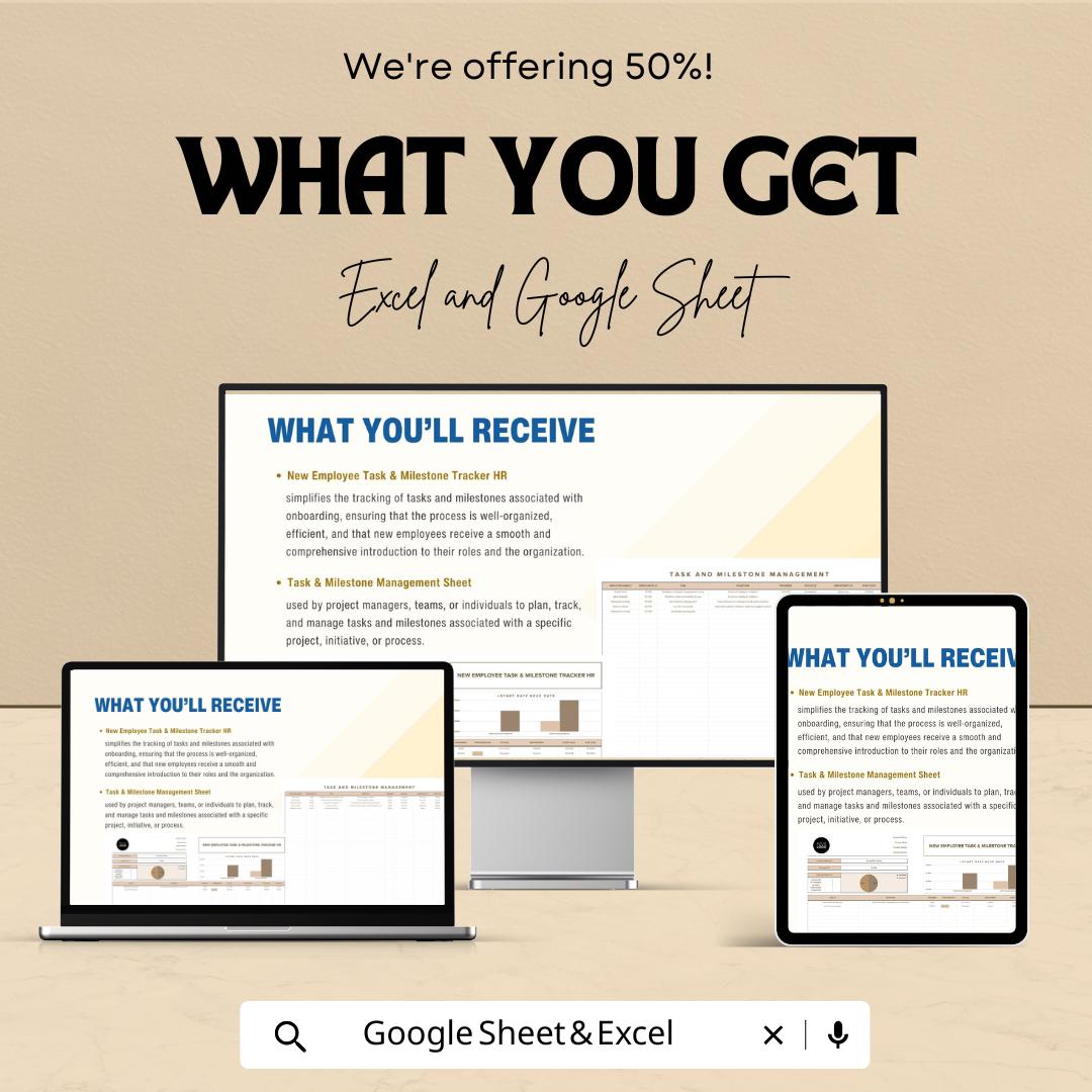 New Employee Task & Milestone Tracker HR Template | Employee Onboarding Checklist | Excel and Google Sheets HR Task Manager