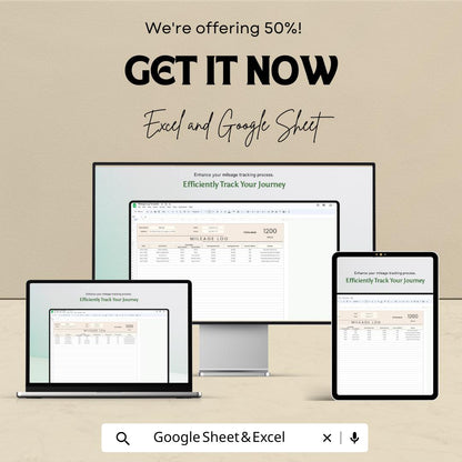 Mileage Log Template | Excel & Google Sheets | Vehicle Mileage Tracker | Business Expense Log | Tax Deduction Spreadsheet