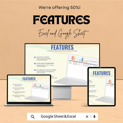 KPI Scorecard Sheet | Excel & Google Sheets Template | Track Key Performance Indicators | Business KPI Tracker | Performance Metrics Tool