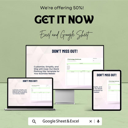 Blank Packing Slip Template | Printable Packing List | Business Shipping Form | Order Fulfillment Document