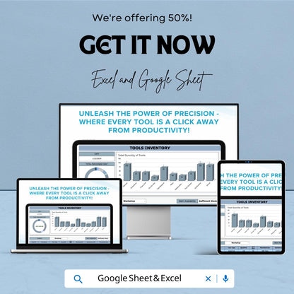 Tools Inventory Sheet | Excel & Google Sheet | Tool Tracking Spreadsheet | Efficient Tools Management Template | Tools Inventory Tracker