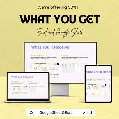Diversity Hiring Metrics HR Template | Excel & Google Sheets DEI Dashboard | Recruitment Diversity Tracking Spreadsheet