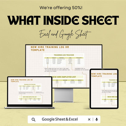 New Hire Training Log HR Template | Employee Onboarding Tracker | Training Log Spreadsheet | Excel & Google Sheets