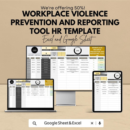 Workplace Violence Prevention Reporting Tool HR Template | Employee Incident Tracker | HR Safety Dashboard Spreadsheet