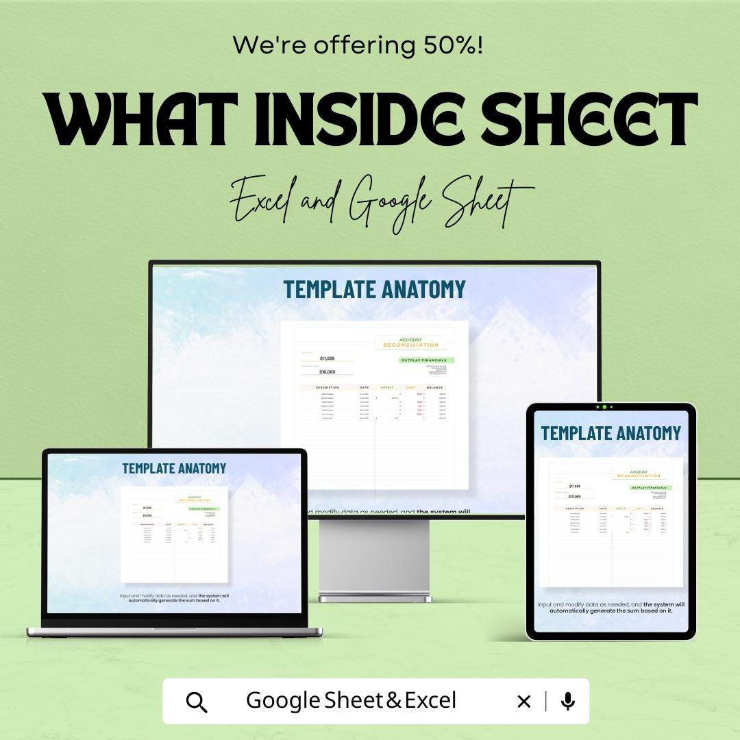 Account Reconciliation System Template | Reconciliation Tracker | Account Matching Tool | Finance Spreadsheet | Transaction Log