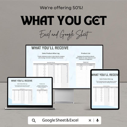 Sales Product-Wise Tracker Template | Excel & Google Sheet Sales Tracker | Product Sales Log | Inventory and Profit Tracker | Business Sales