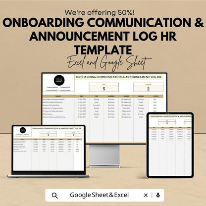 Onboarding Communication Log HR Template, Employee Announcement Tracker, New Hire Communication Sheet, HR Onboarding