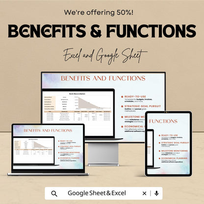 Bank Reconciliation Template | Accounting Reconciliation Worksheet | Bank Statement Tracker | Book Balance Template