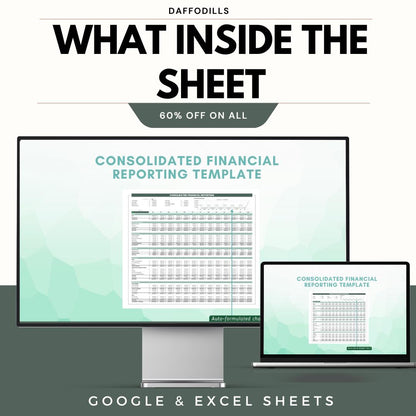 Consolidated Financial Reporting Template, Financial Statement Spreadsheet, Business Finance Report, Google Sheets Excel