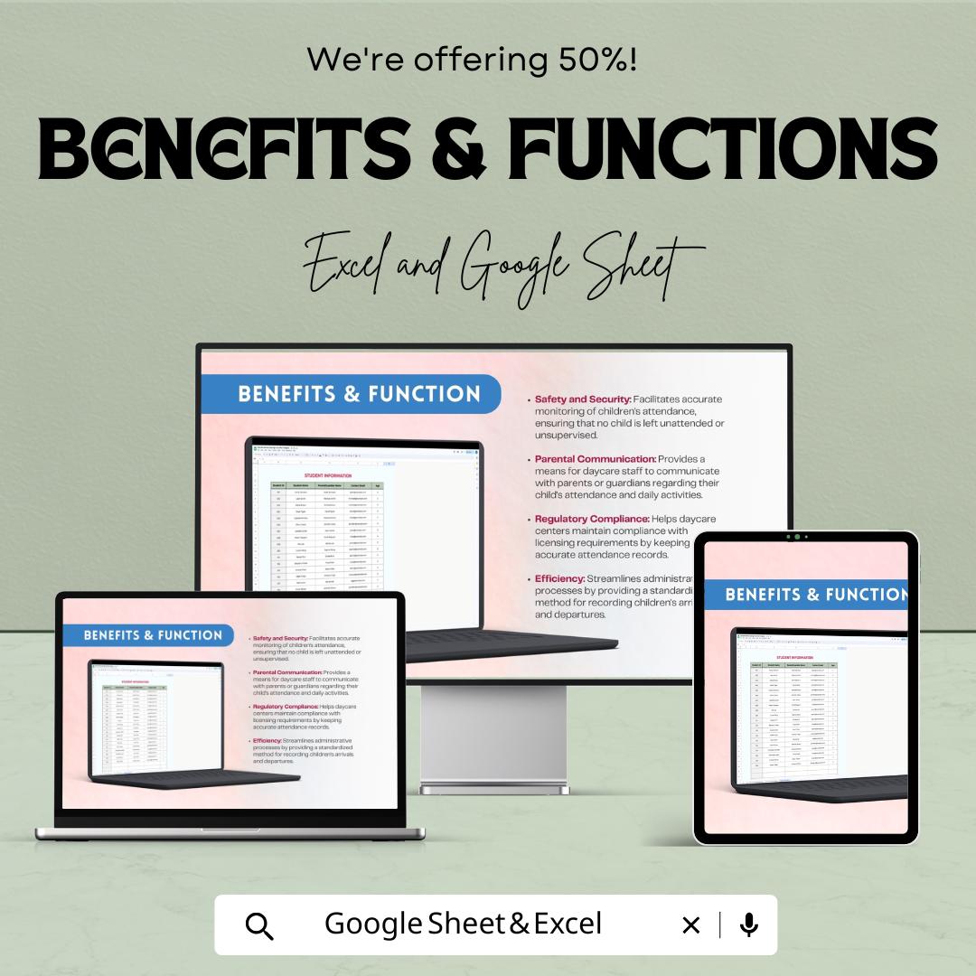 Daycare Nursery Daily Sign Out Sheet | Childcare Attendance Log for Parents | Excel & Google Sheets Template | Track Kids Check-In/Out