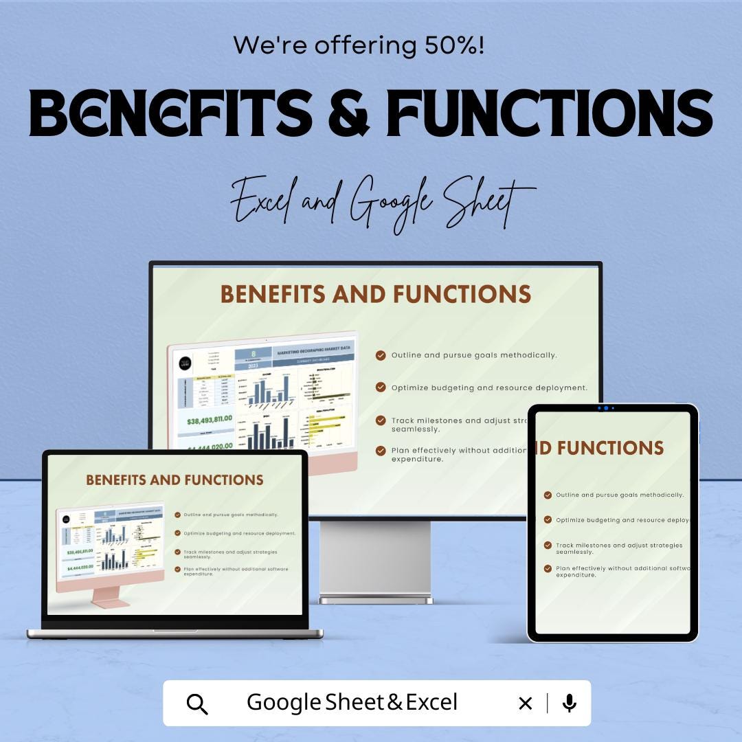 Marketing Geographic Market Data Sheet - Excel and Google Sheets Template for Market Analysis, Revenue & Spend Tracker