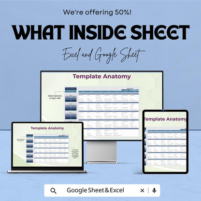 Easy Meal Plan Sheet - Weekly Meal Planner for Simple and Organized Meal Prep - Excel and Google Sheet Template