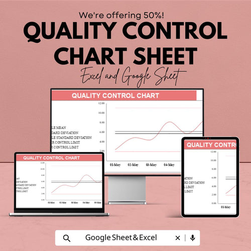 Quality Control Chart Template | Excel & Google Sheets | SPC Data Tracker | Statistical Process Control Sheet | Instant Download