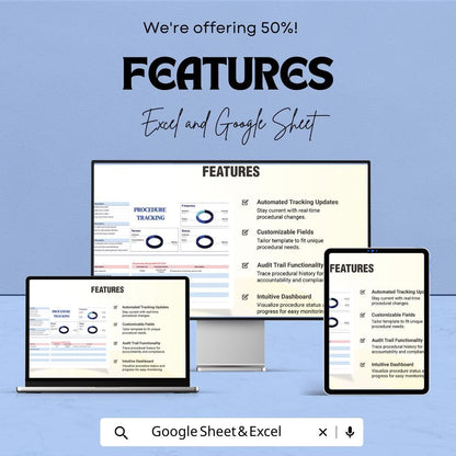 Financial Procedure Tracking Sheet | Excel & Google Sheets | Monitor and Optimize Financial Procedures | Customizable | Instant Download