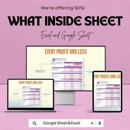 Event Profit and Loss Template | Profit and Loss Spreadsheet | Event Budget Tracker | Business Income Expense Sheet | Excel & Google Sheets