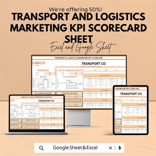 Transport and Logistics Marketing KPI Scorecard Sheet - Excel & Google Sheet Template for Marketing Performance