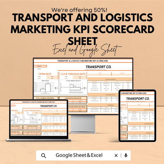 Transport and Logistics Marketing KPI Scorecard Sheet - Excel & Google Sheet Template for Marketing Performance