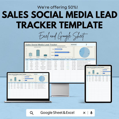 Sales Social Media Lead Tracker Template | Excel & Google Sheets | Lead Management Tracker | Social Media Lead Log | Lead Source Tracker |