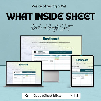 Software Project Tracker Sheet – Editable Google Sheet and Excel | Task Management Dashboard | Project Milestone & Bug Tracker