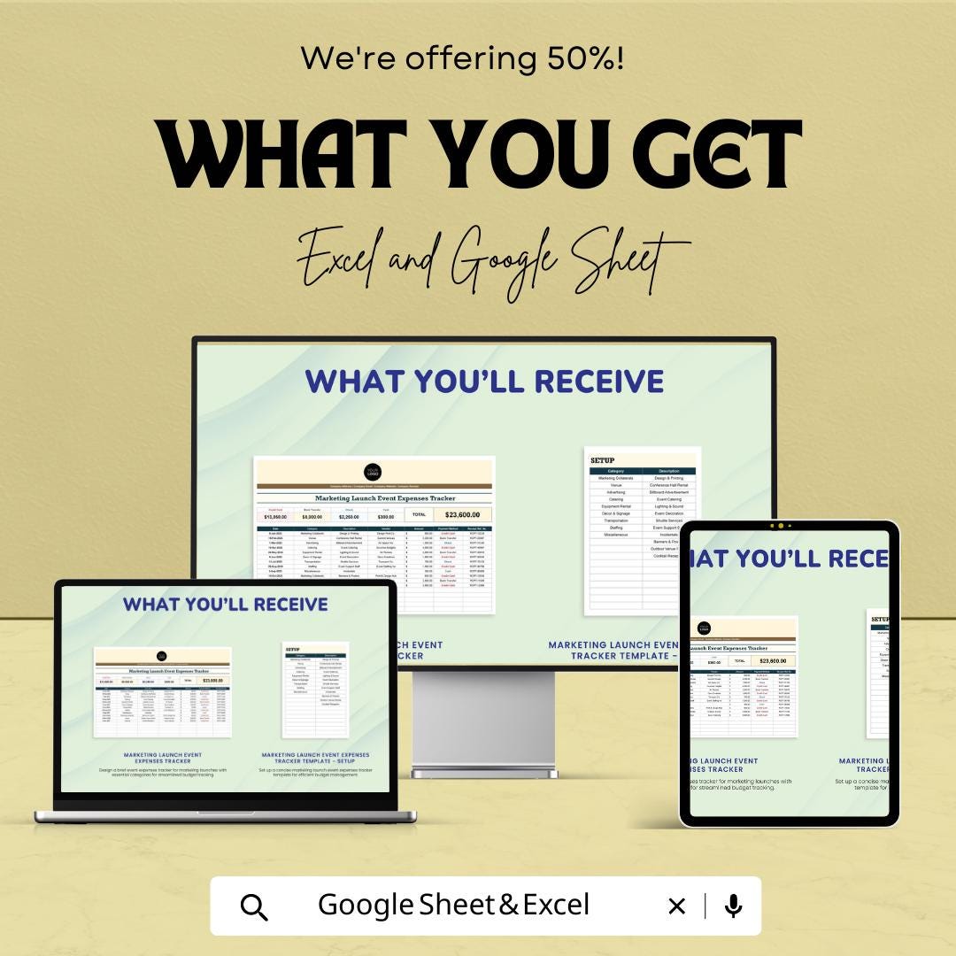 Marketing Event Budget Tracker, Excel & Google Sheets, Launch Event Expense Spreadsheet, Event Cost Planner, Marketing Budget Template