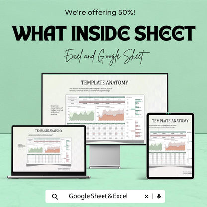 Account Internal Budget Control Sheet Template | Business Finance Tracker | Budget Planner | Expense & Revenue Dashboard