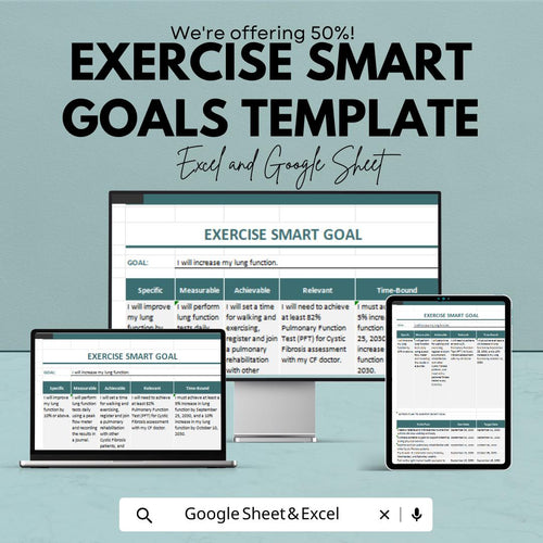 Exercise SMART Goals Template | Health Goal Tracker | Workout Progress Template | Fitness Goal Setting Sheet