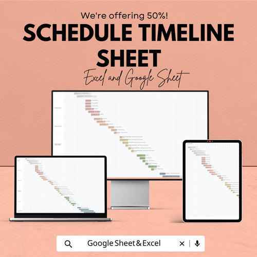 Schedule Timeline Sheet - Gantt Chart Template for Task Management, Project Planning, Excel & Google Sheets