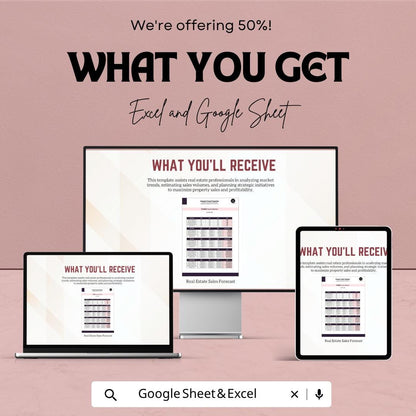 Real Estate Sales Forecast Template | Property Sales Tracker | Real Estate Analysis Spreadsheet | Excel Google Sheets | Investment Forecast