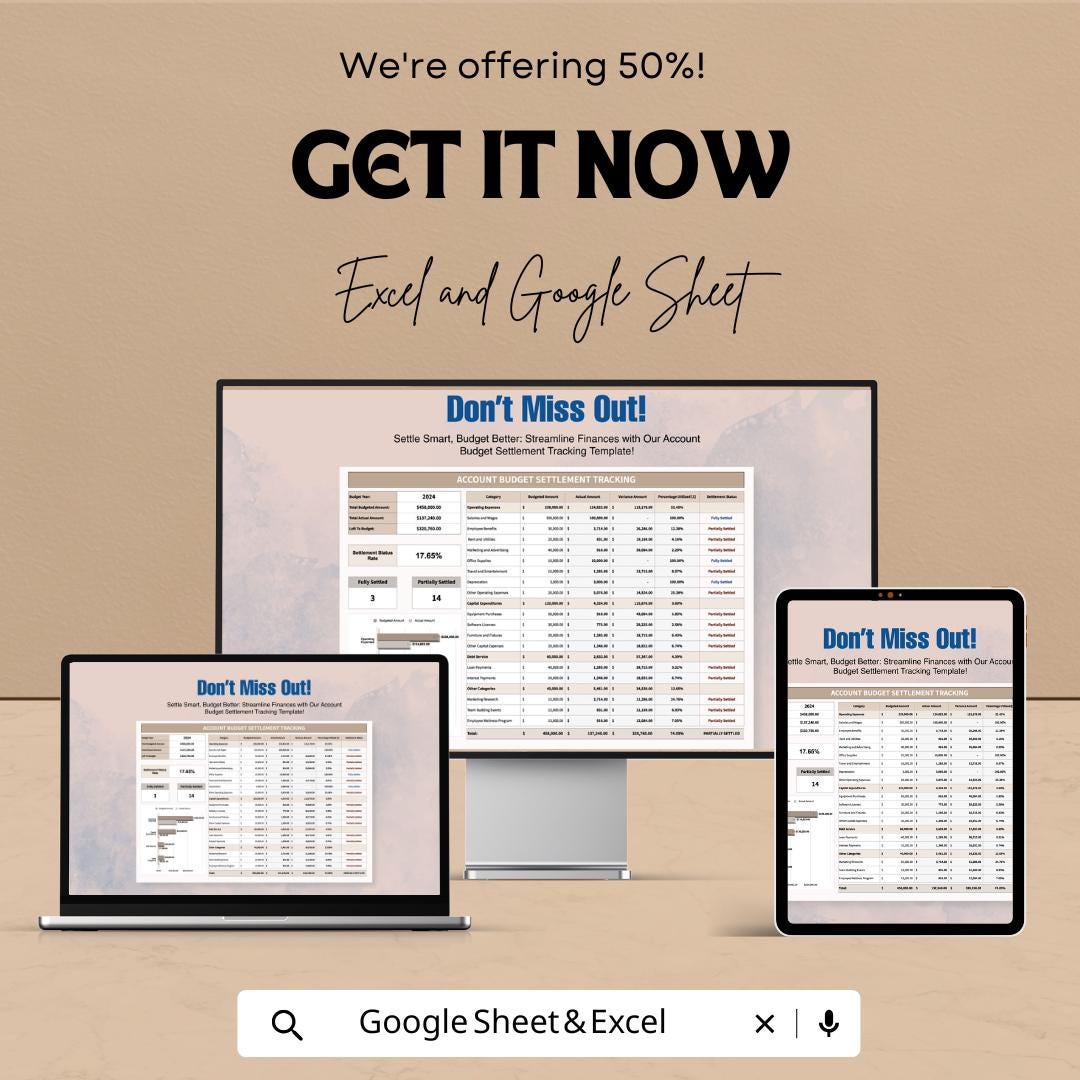 Account Budget Settlement Tracking Sheet – Excel and Google Sheet Template for Financial Management, Budget Allocation & Expense Tracking