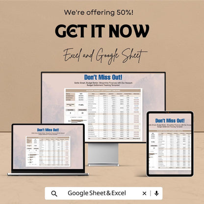 Account Budget Settlement Tracking Sheet – Excel and Google Sheet Template for Financial Management, Budget Allocation & Expense Tracking