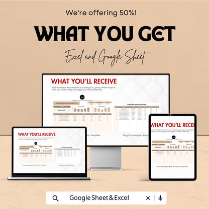 Marketing Blog Post Analytics Sheet | Excel & Google Sheet | Blog Content Tracker | Engagement Report | SEO Performance Dashboard