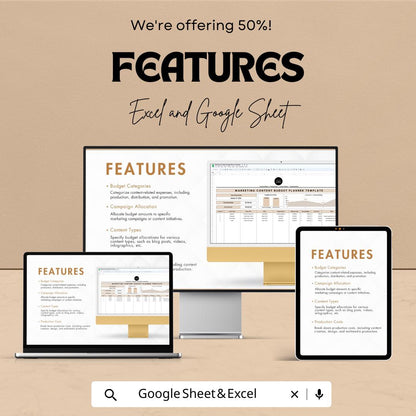 Marketing Content Budget Planner Template | Content Marketing Budget Sheet | Campaign Expense Tracker |  Social Media Budget Template