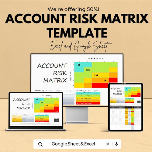 Account Risk Matrix Template | Excel and Google Sheets | Risk Assessment Grid | Probability Impact Matrix | Risk Evaluation Spreadsheet
