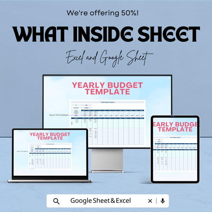 Yearly Budget Template | Excel & Google Sheets Annual Budget Planner | Personal Finance Tracker | Budget Spreadsheet