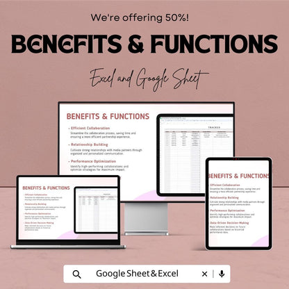 Marketing Media Partner Collaboration Tracker Template | Excel & Google Sheets | Campaign Partnership Manager | Media Tracking Spreadsheet